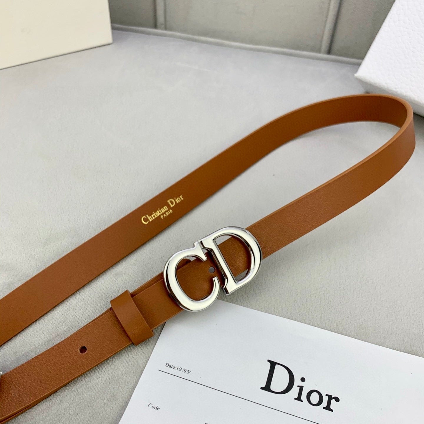 DIOR 25S BELT 20 MM IN BROWN CALFSKIN WITH SILVER HARDWARE 590779 - 30