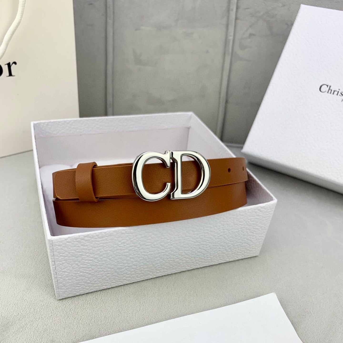 DIOR 25S BELT 20 MM IN BROWN CALFSKIN WITH SILVER HARDWARE 590779 - 30