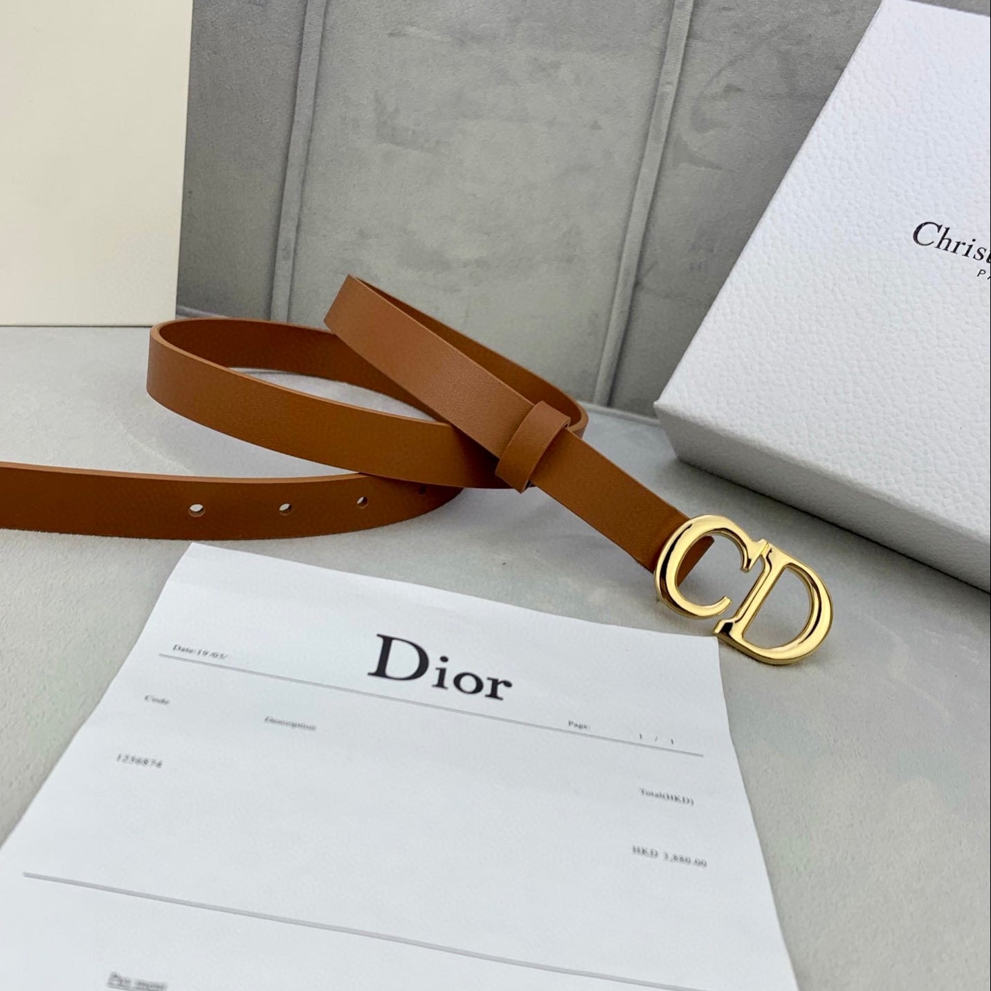 DIOR 25S BELT 20 MM IN BROWN CALFSKIN WITH GOLD HARDWARE 590779 - 30