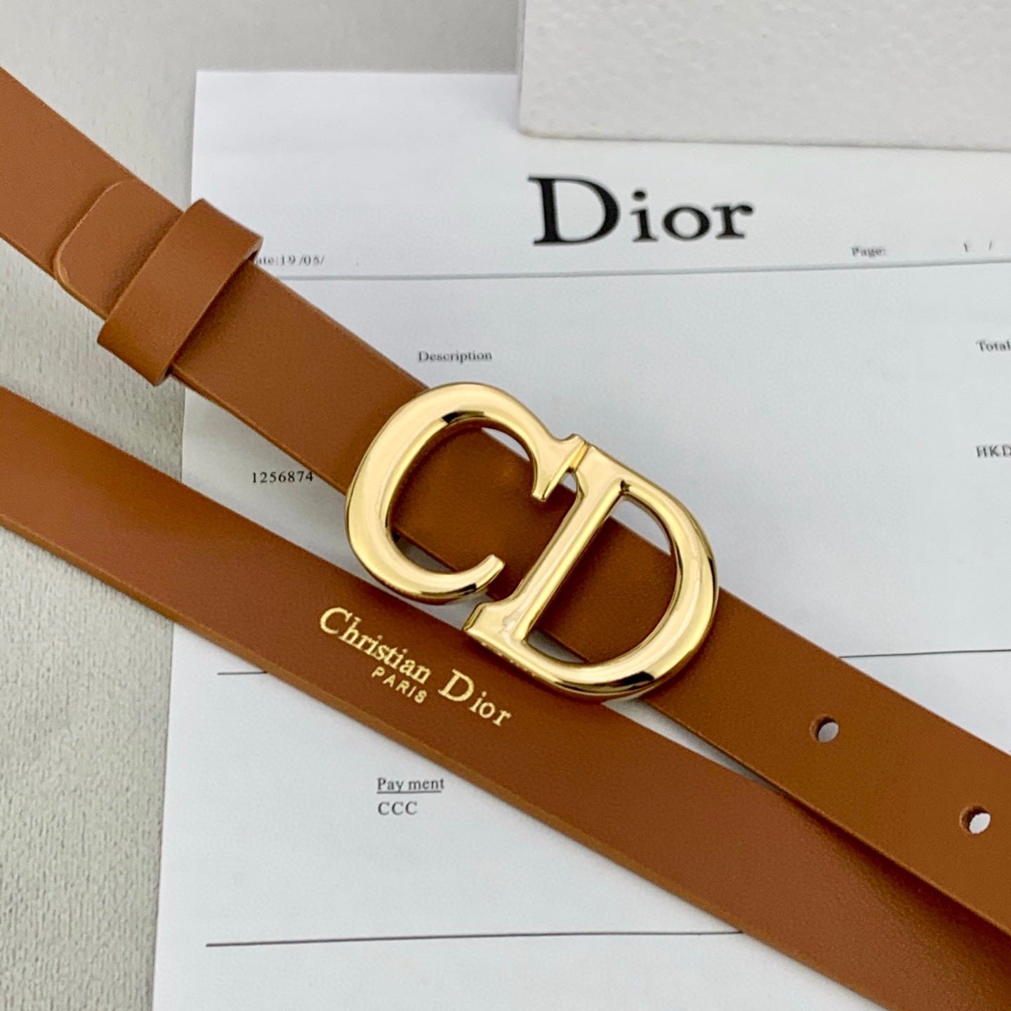 DIOR 25S BELT 20 MM IN BROWN CALFSKIN WITH GOLD HARDWARE 590779 - 30