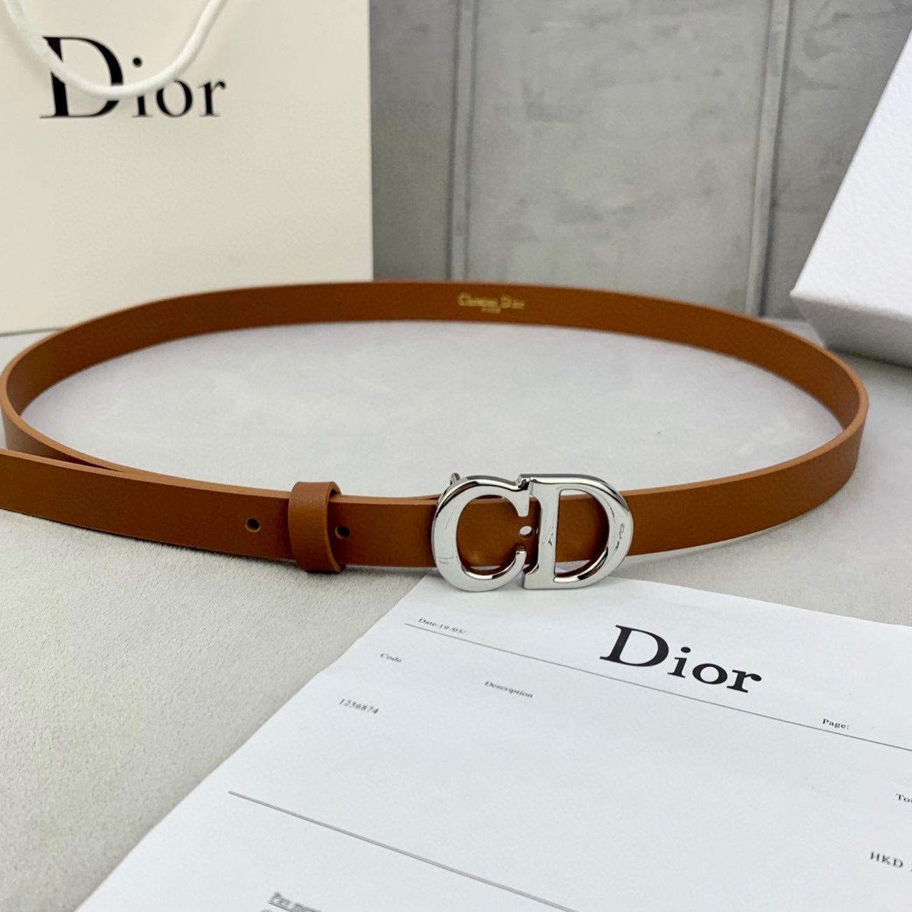 DIOR 25S BELT 20 MM IN BROWN CALFSKIN WITH SILVER HARDWARE 590779 - 30