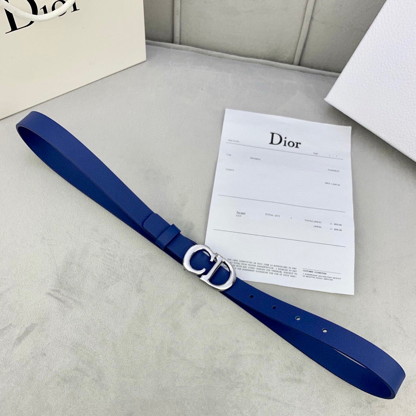 DIOR 25S BELT 20 MM IN NAVY BLUE CALFSKIN WITH SILVER HARDWARE 590778 - 30