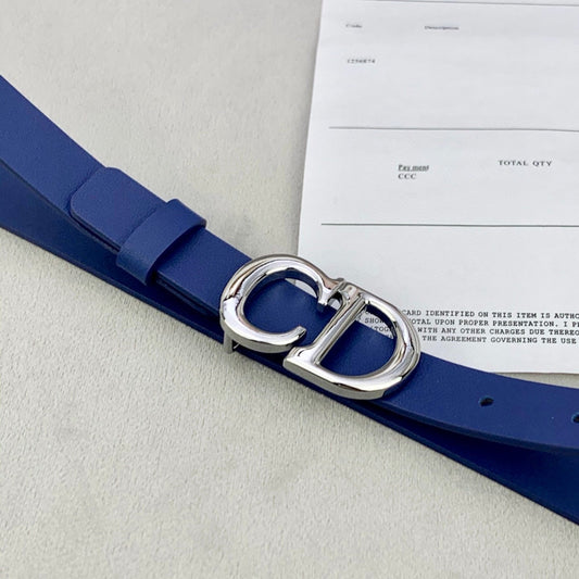 DIOR 25S BELT 20 MM IN NAVY BLUE CALFSKIN WITH SILVER HARDWARE 590778 - 30