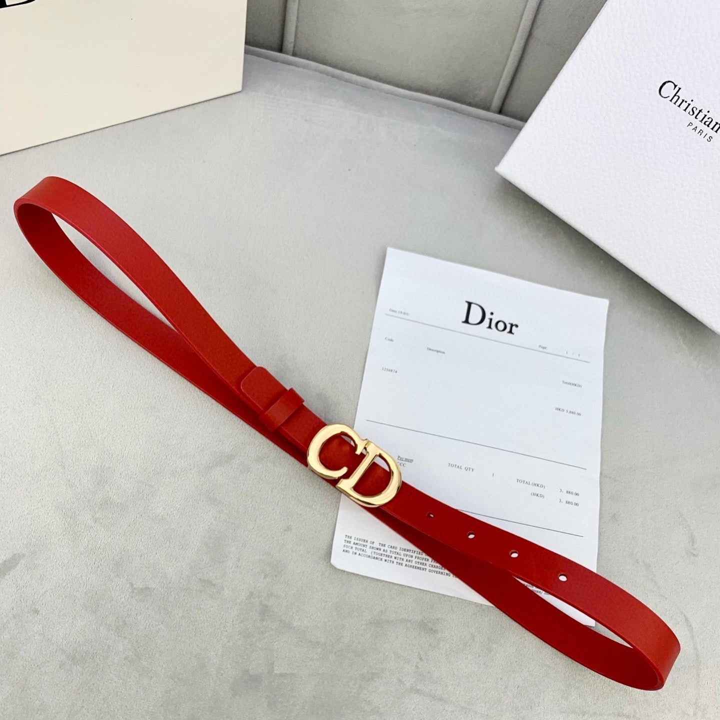 DIOR 25S BELT 20 MM IN RED CALFSKIN WITH GOLD HARDWARE 590777 - 30