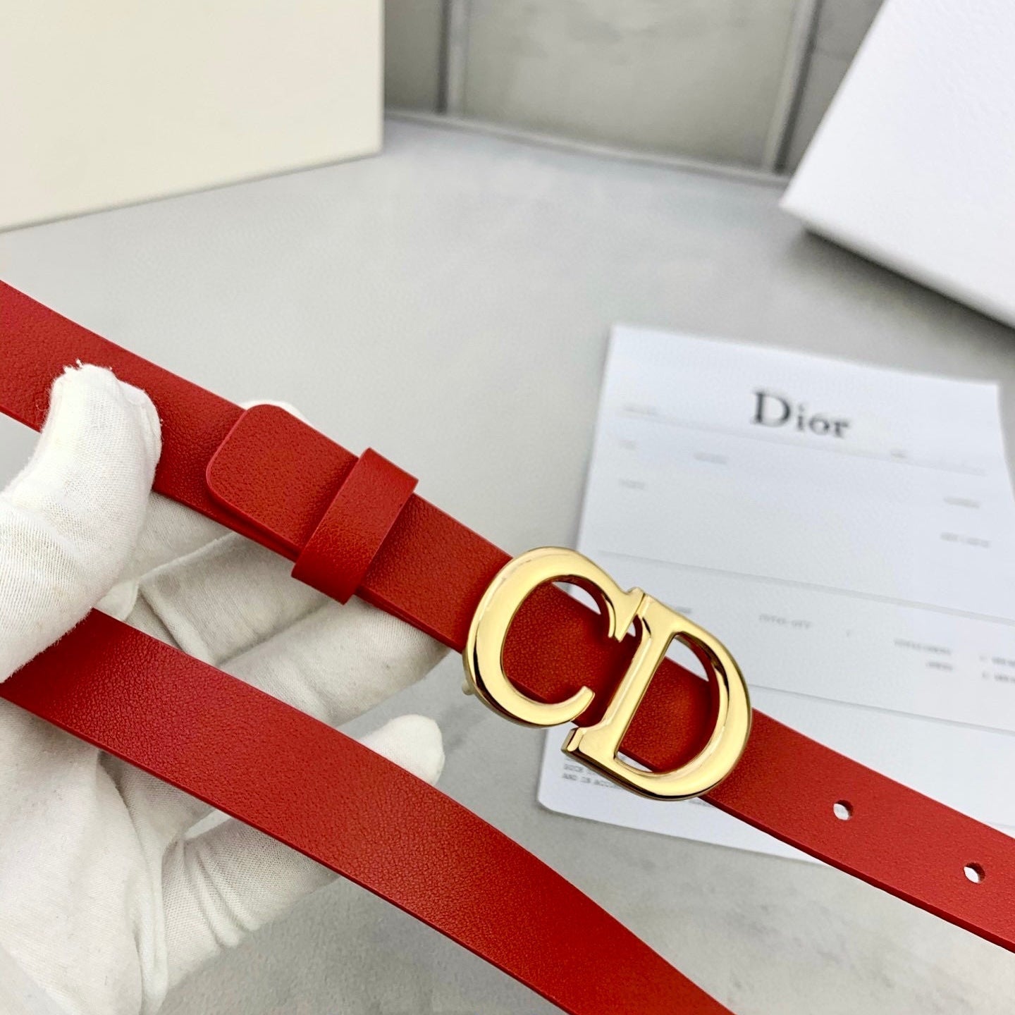 DIOR 25S BELT 20 MM IN RED CALFSKIN WITH GOLD HARDWARE 590777 - 30