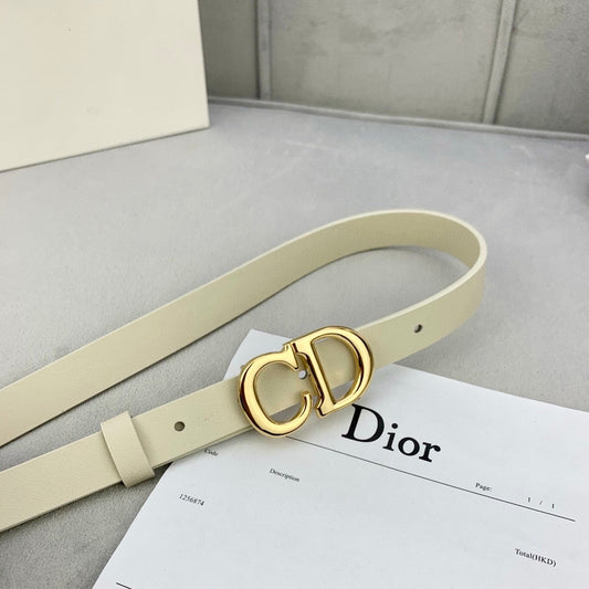 DIOR 25S BELT 20 MM IN BEIGE WHITE CALFSKIN WITH GOLD HARDWARE 590776 - 30