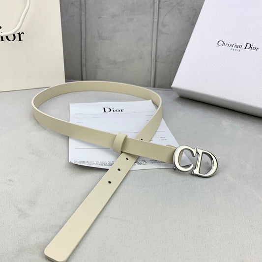DIOR 25S BELT 20 MM IN BEIGE WHITE CALFSKIN WITH SILVER HARDWARE 590776 - 30