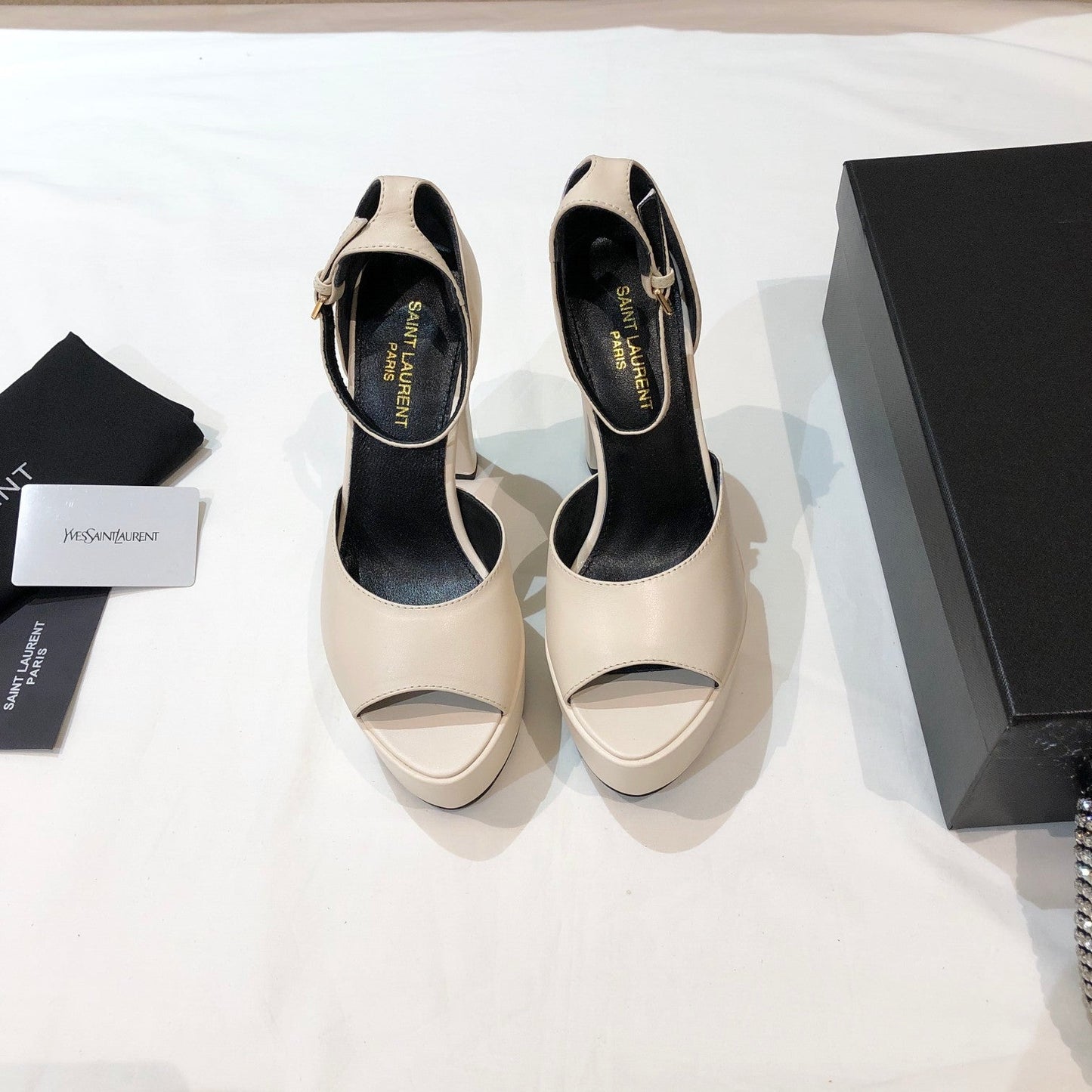 SL JODIE 135 PLATFORM SANDALS CREAM CALFSKIN - 34