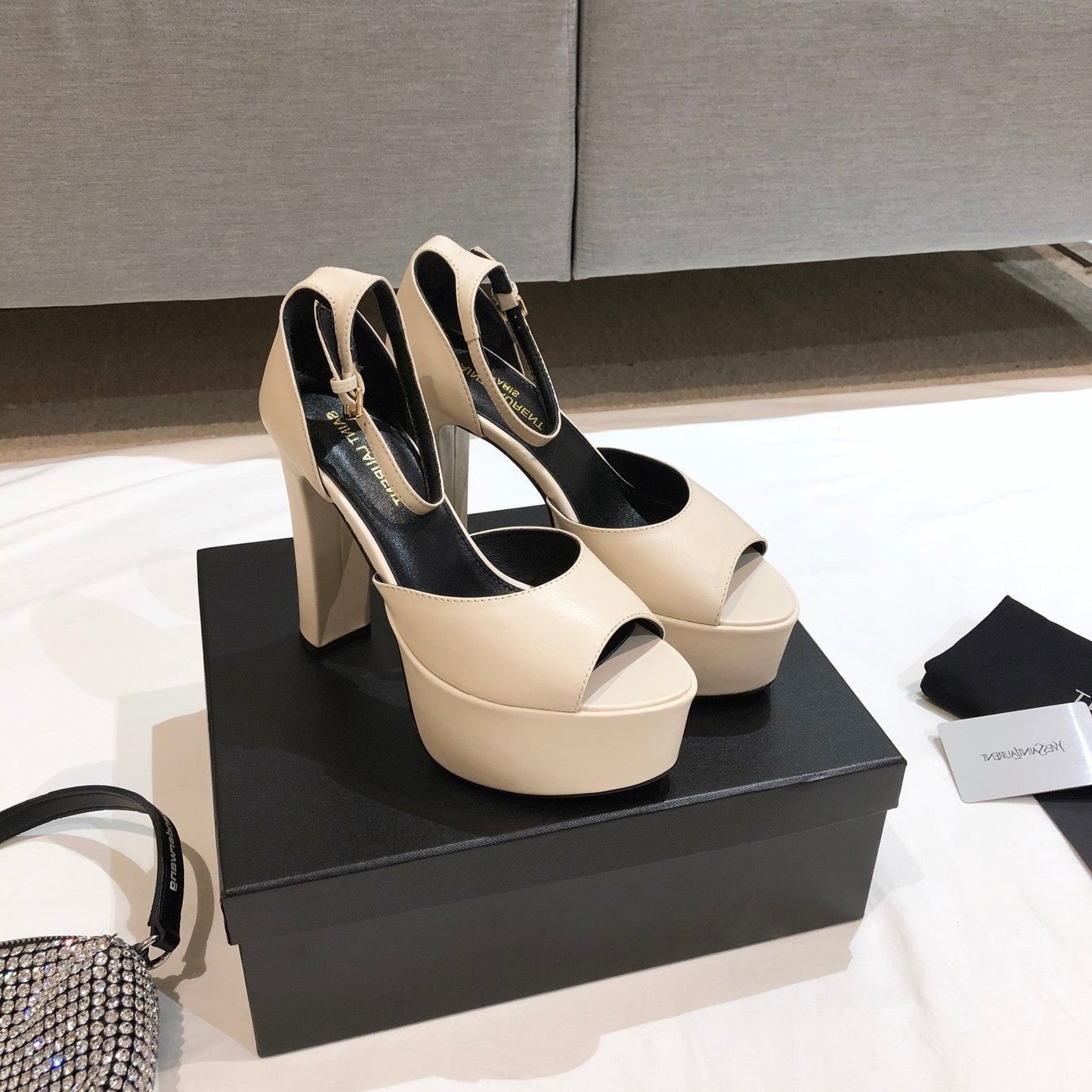SL JODIE 135 PLATFORM SANDALS CREAM CALFSKIN - 34