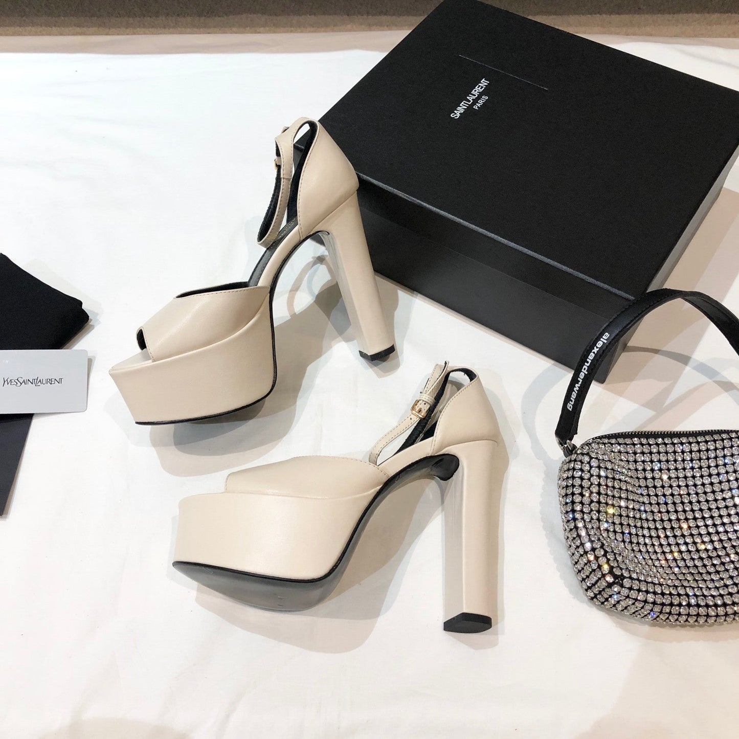 SL JODIE 135 PLATFORM SANDALS CREAM CALFSKIN - 34