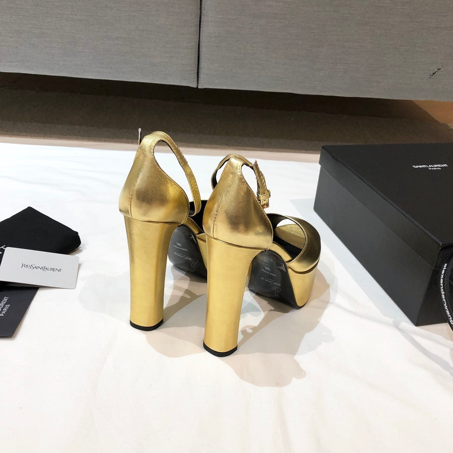 SL JODIE 135 PLATFORM SANDALS METALLIC GOLD CALFSKIN - 34