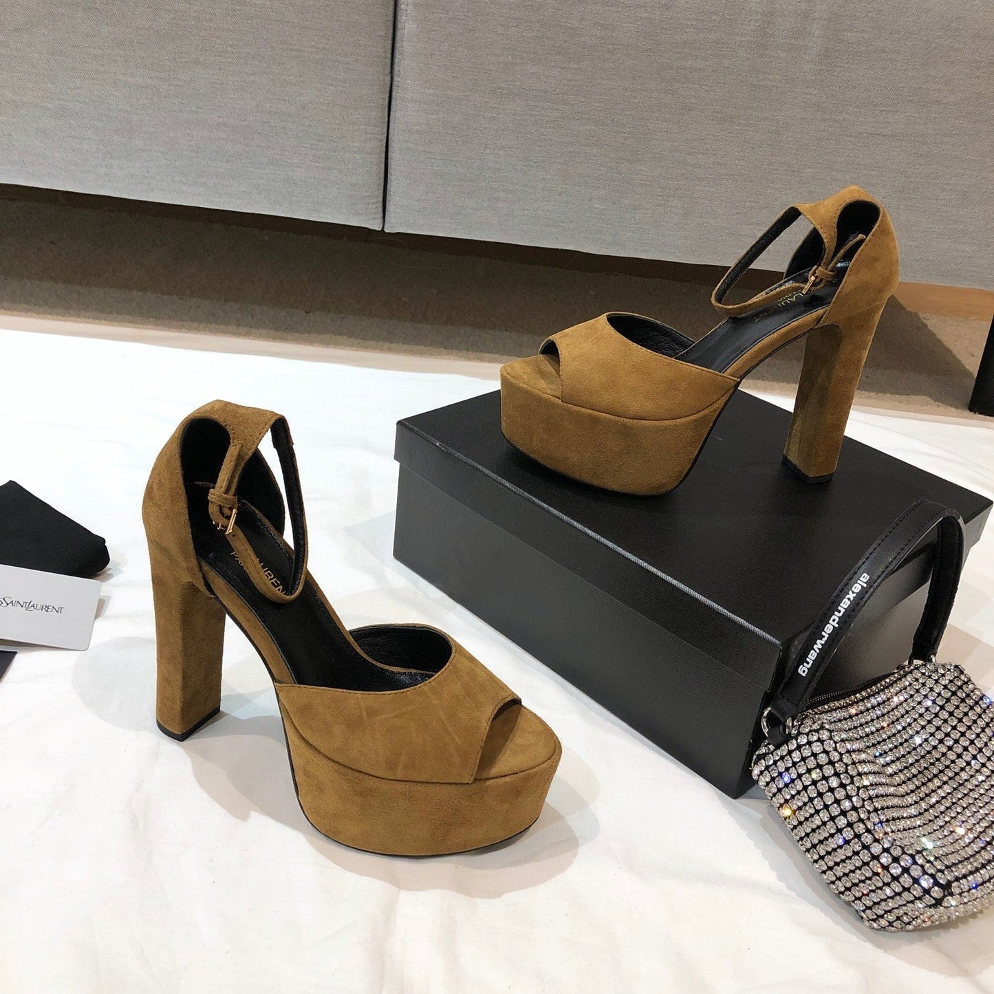 SL JODIE 135 PLATFORM SANDALS GOLDENROD SUEDE - 34