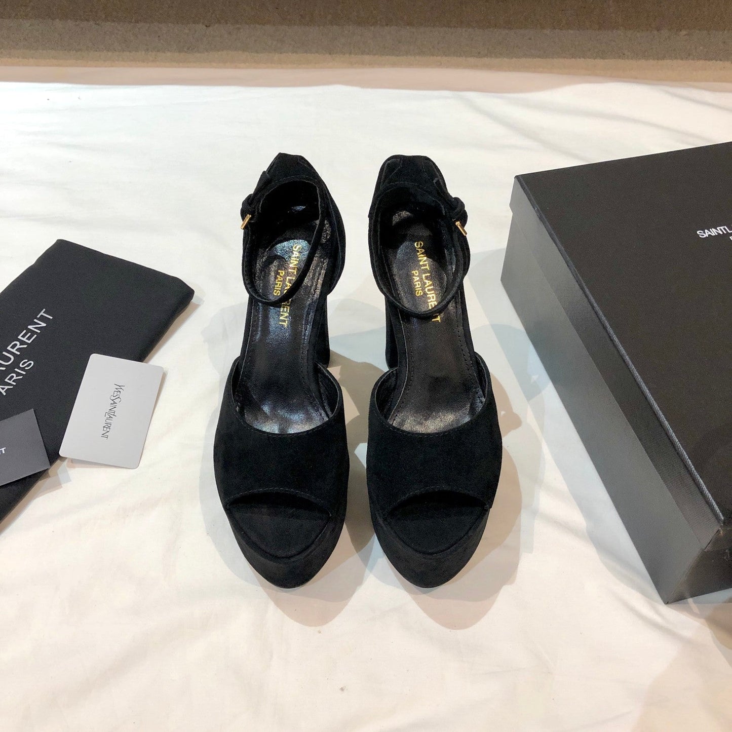SL JODIE 135 PLATFORM SANDALS BLACK SUEDE - 34
