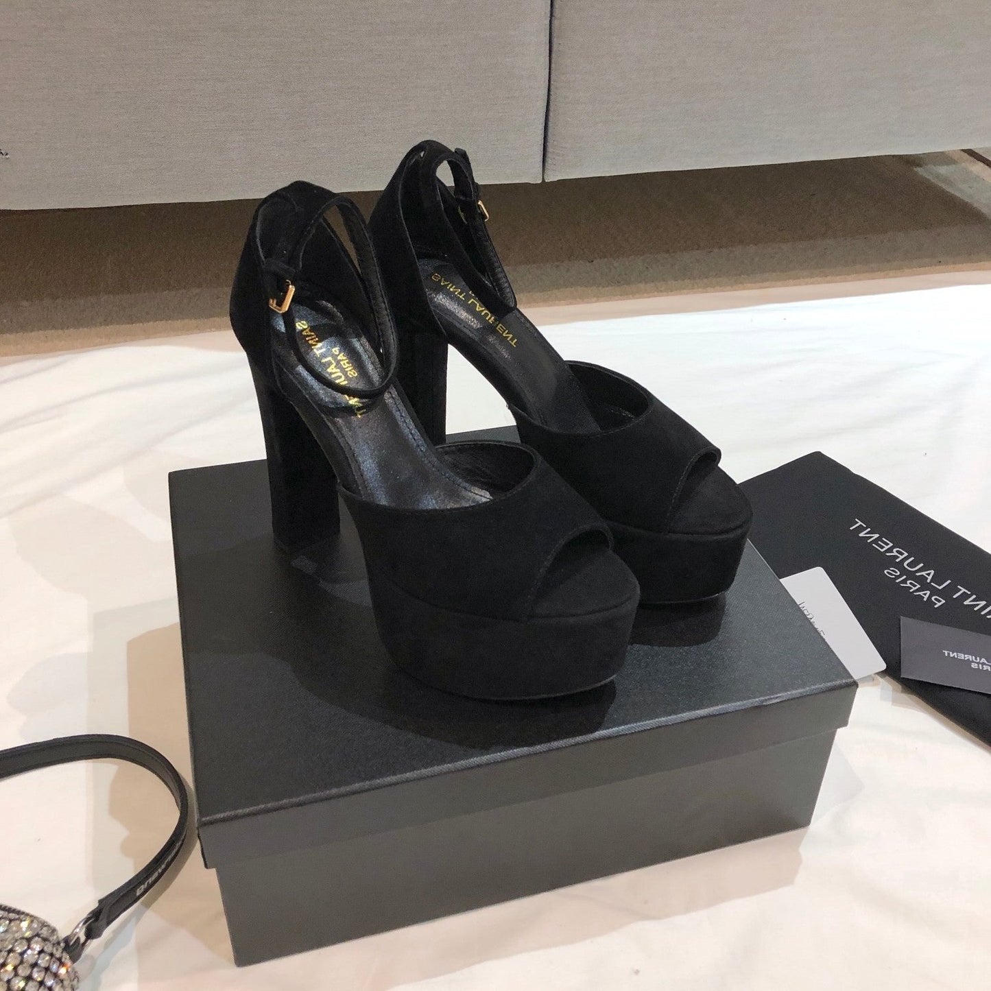 SL JODIE 135 PLATFORM SANDALS BLACK SUEDE - 34