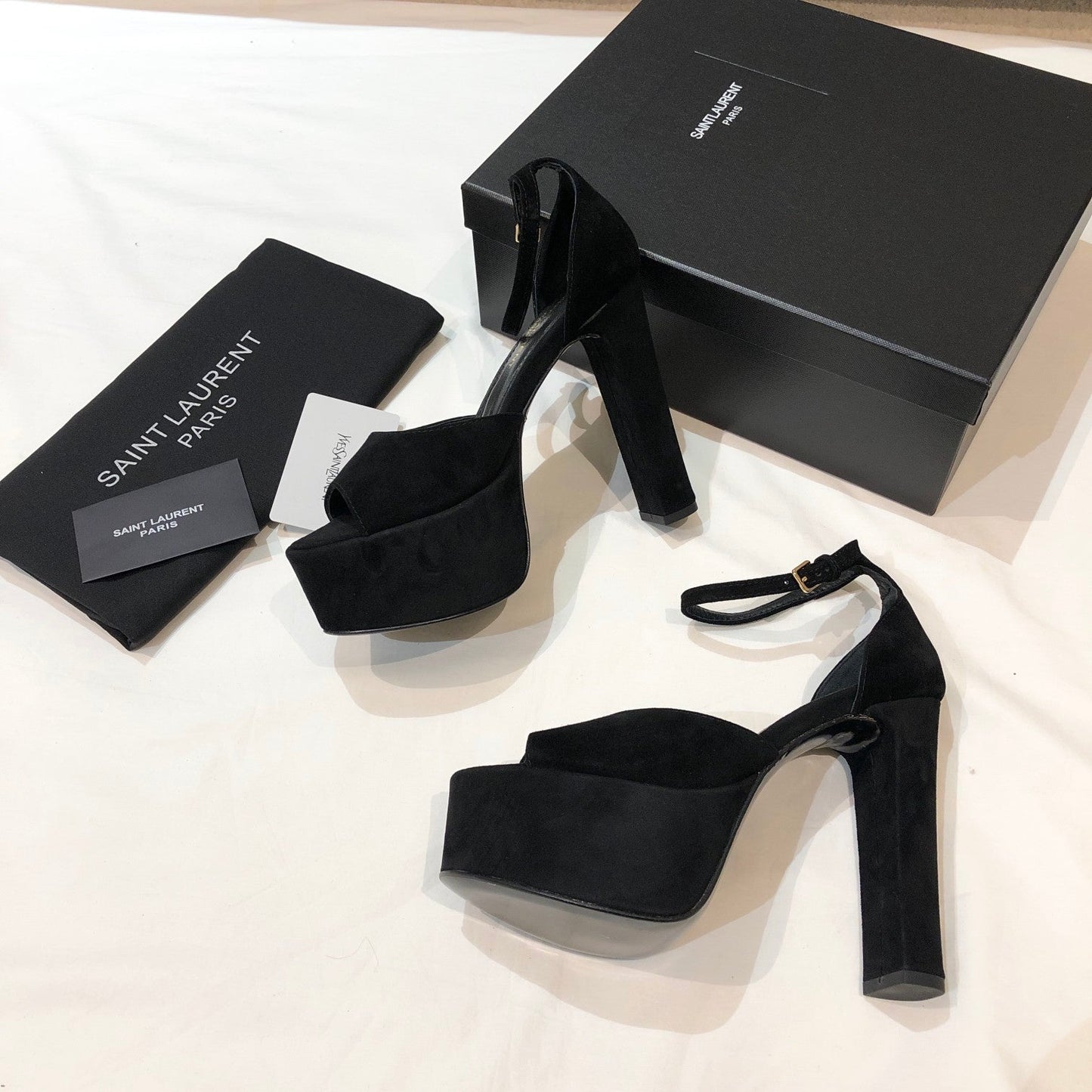 SL JODIE 135 PLATFORM SANDALS BLACK SUEDE - 34