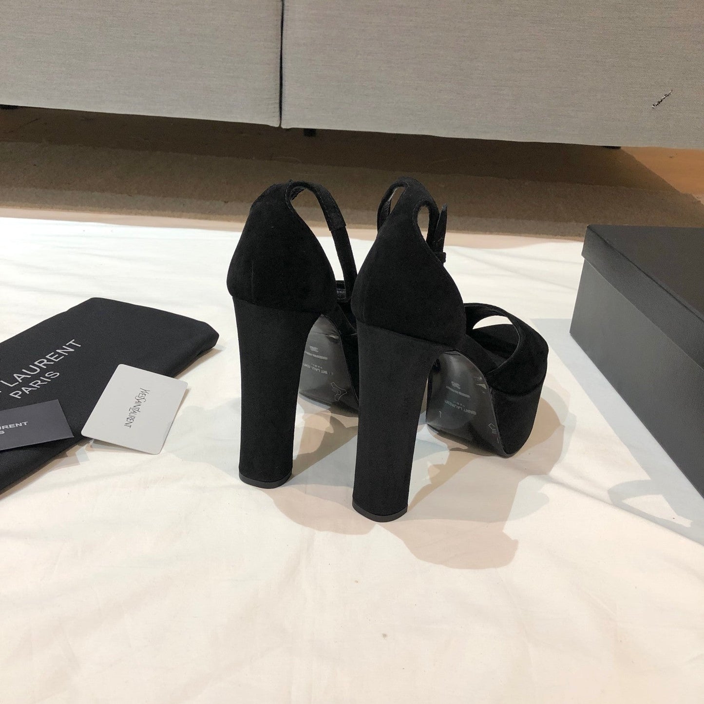 SL JODIE 135 PLATFORM SANDALS BLACK SUEDE - 34