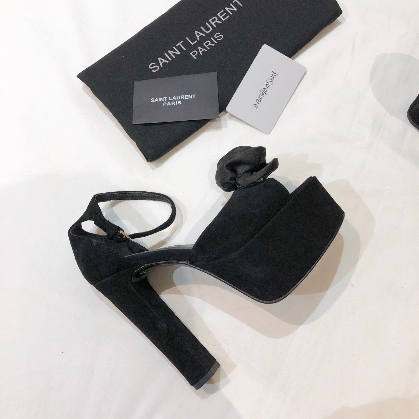 SL IVY FLORAL 135 PLATFORM SANDAL BLACK SUEDE - 35
