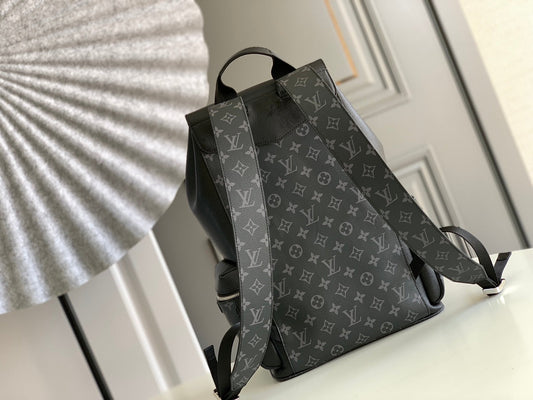 РЮКЗАК 45 ІЗ ЧОРНОЇ ТЕЛЯЧОЇ ШКІРИ ТА ПОЛОТНА MONOGRAM ECLIPSE КОЛЬОРУ GUN METAL