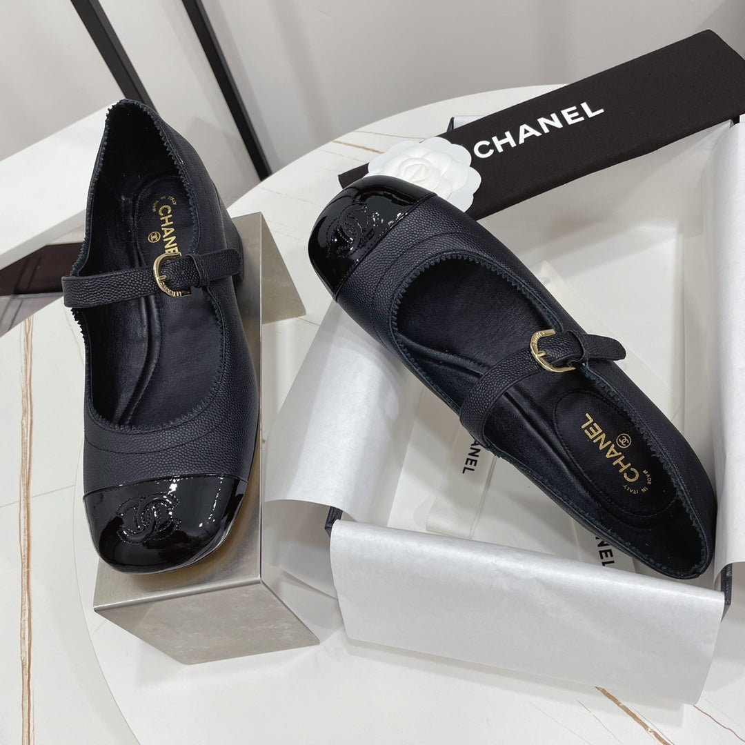 CC MARY JANE BLOCK HEEL BLACK SHEEPSKIN - 35