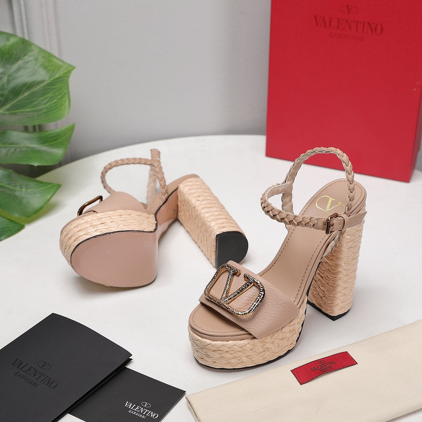 VLTN ESPADRILLE WEDGE SANDALS 25S 130 MM IN BEIGE LAMBSKIN WITH GOLD HARDWARE - 35