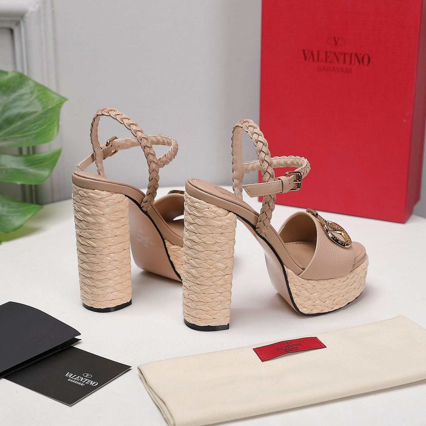 VLTN ESPADRILLE WEDGE SANDALS 25S 130 MM IN BEIGE LAMBSKIN WITH GOLD HARDWARE - 35
