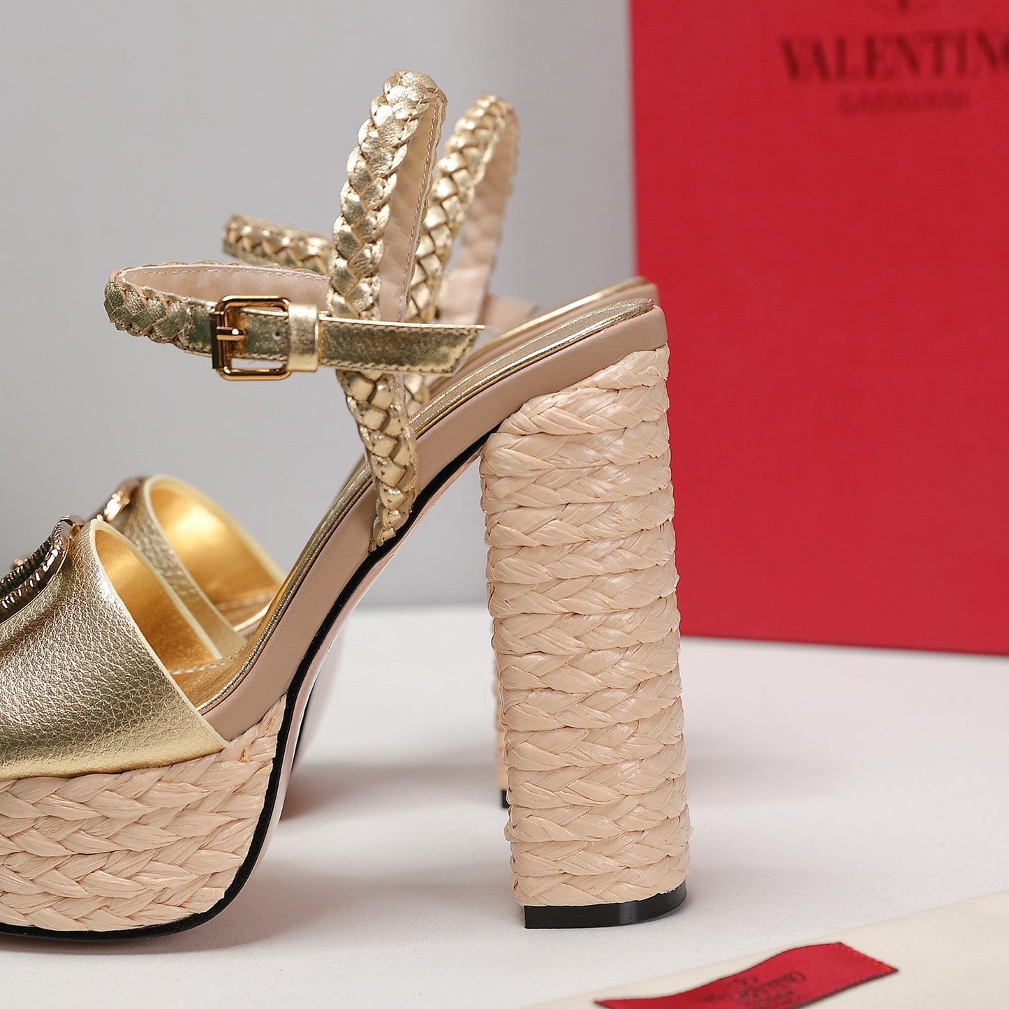 VLTN ESPADRILLE WEDGE SANDALS 25S 130 MM IN GOLD LAMBSKIN WITH GOLD HARDWARE - 35
