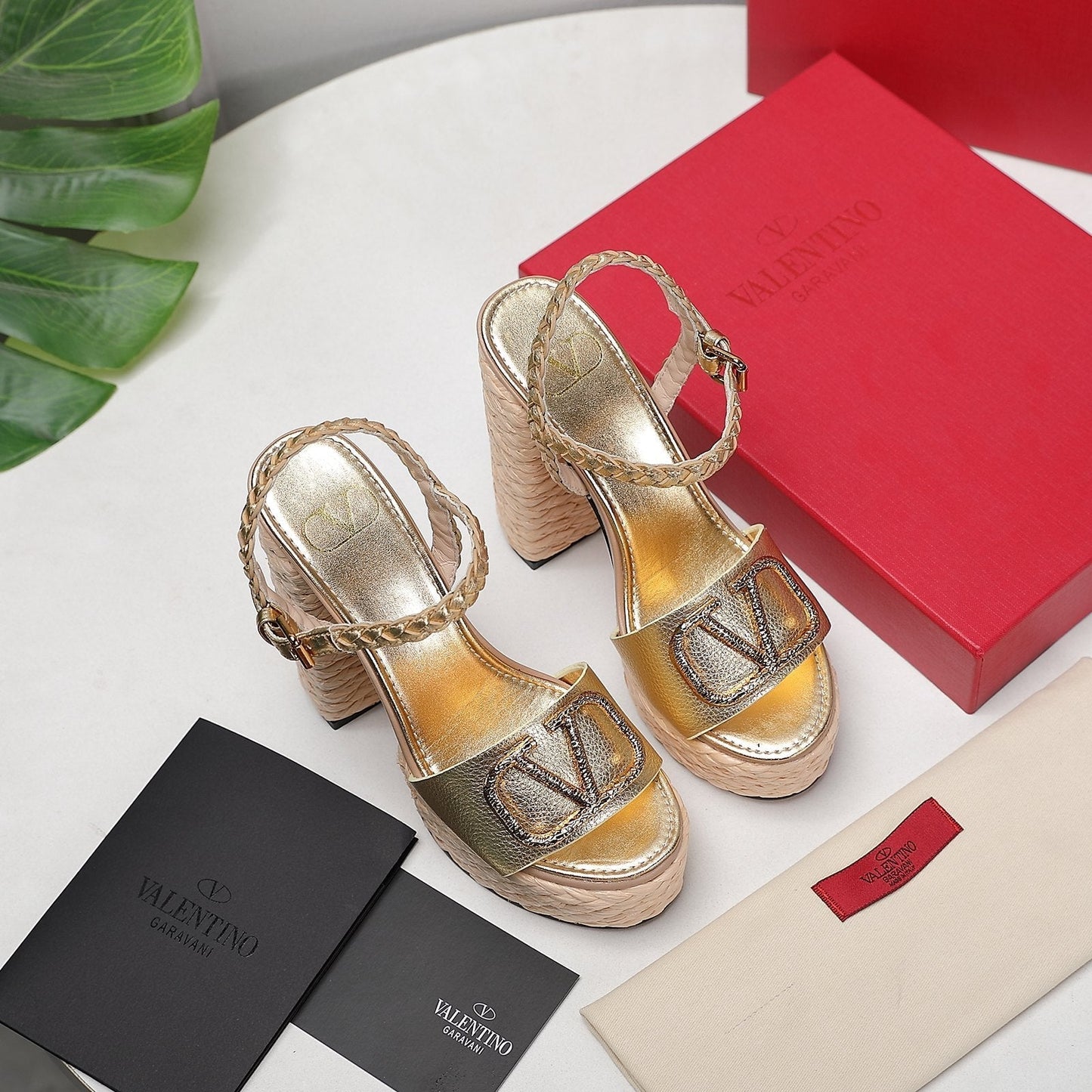 VLTN ESPADRILLE WEDGE SANDALS 25S 130 MM IN GOLD LAMBSKIN WITH GOLD HARDWARE - 35