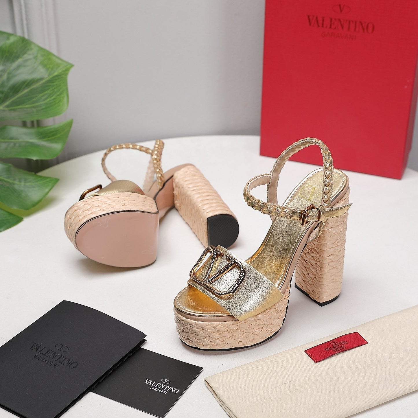 VLTN ESPADRILLE WEDGE SANDALS 25S 130 MM IN GOLD LAMBSKIN WITH GOLD HARDWARE - 35