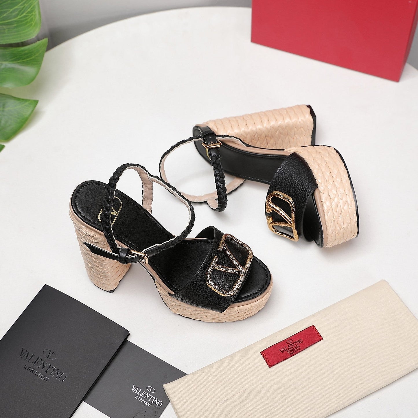 VLTN ESPADRILLE WEDGE SANDALS 25S 130 MM IN BLACK LAMBSKIN WITH GOLD HARDWARE - 35