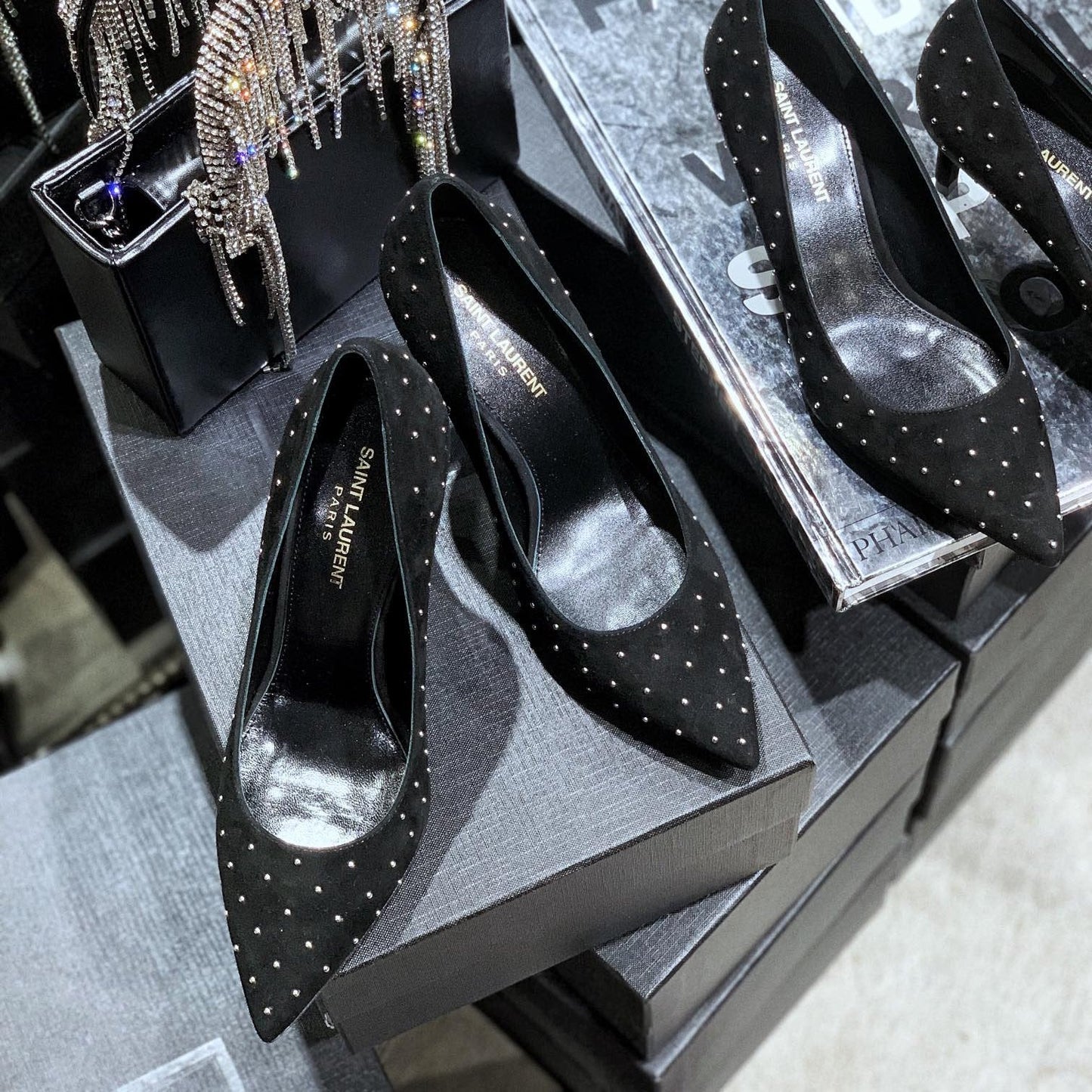 SL CHARLOTTE BEADED PUMPS BLACK SUEDE - 34