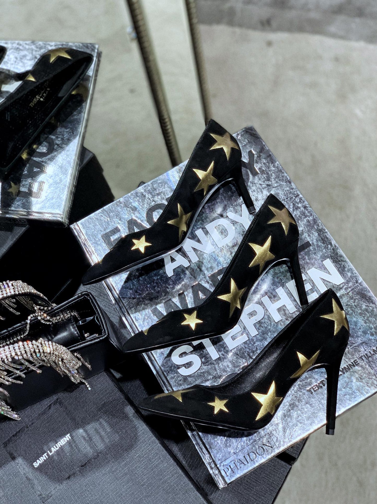 SL CHARLOTTE GOLD STAR PUMPS BLACK SUEDE - 34 / 6.5 CM