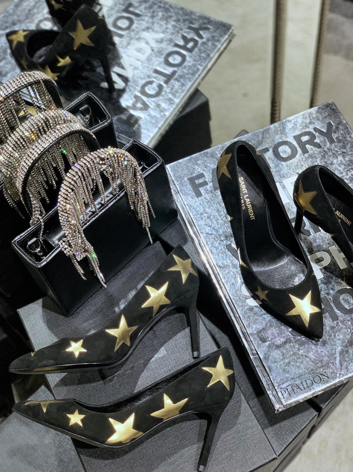 SL CHARLOTTE GOLD STAR PUMPS BLACK SUEDE - 34 / 6.5 CM