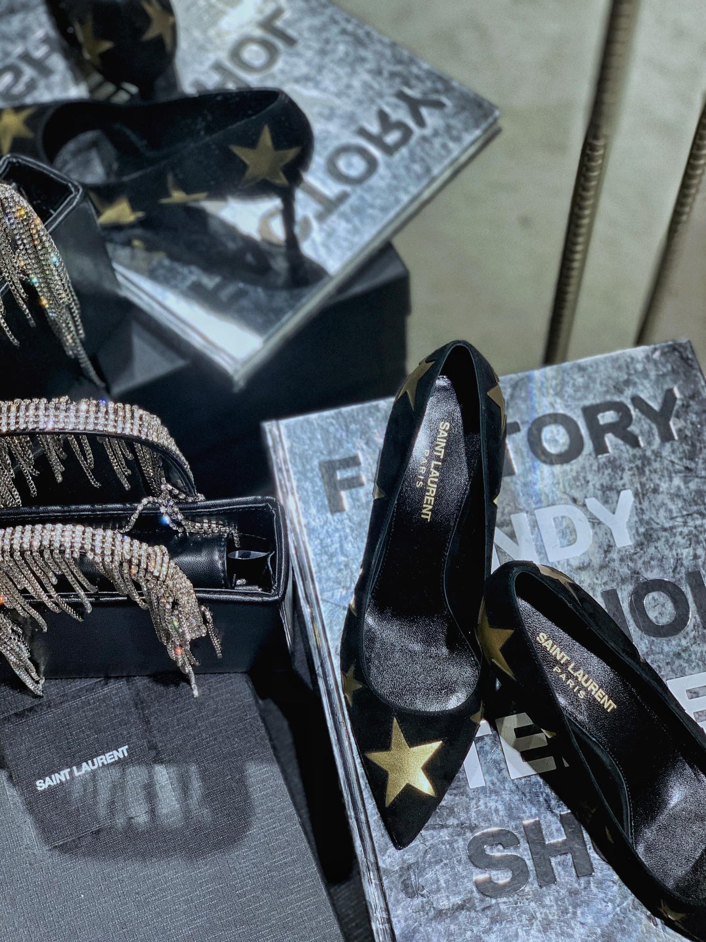SL CHARLOTTE GOLD STAR PUMPS BLACK SUEDE - 34 / 6.5 CM