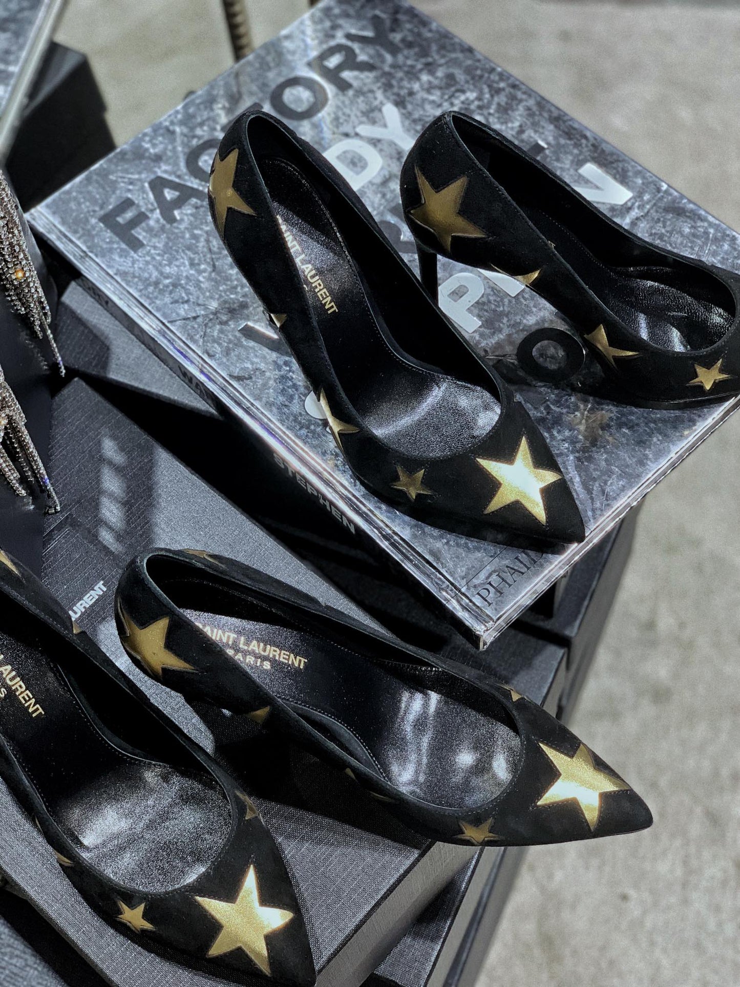 SL CHARLOTTE GOLD STAR PUMPS BLACK SUEDE - 34 / 6.5 CM