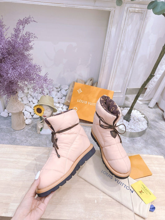 PILLOW COMFORT ANKLE BOOTS IN LIGHT PINK NYLON - 35