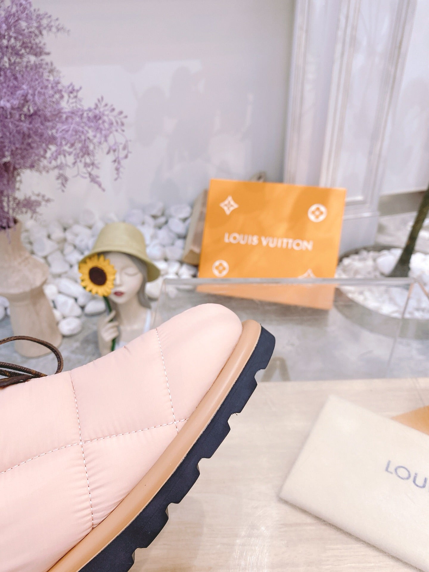 PILLOW COMFORT ANKLE BOOTS IN LIGHT PINK NYLON - 35