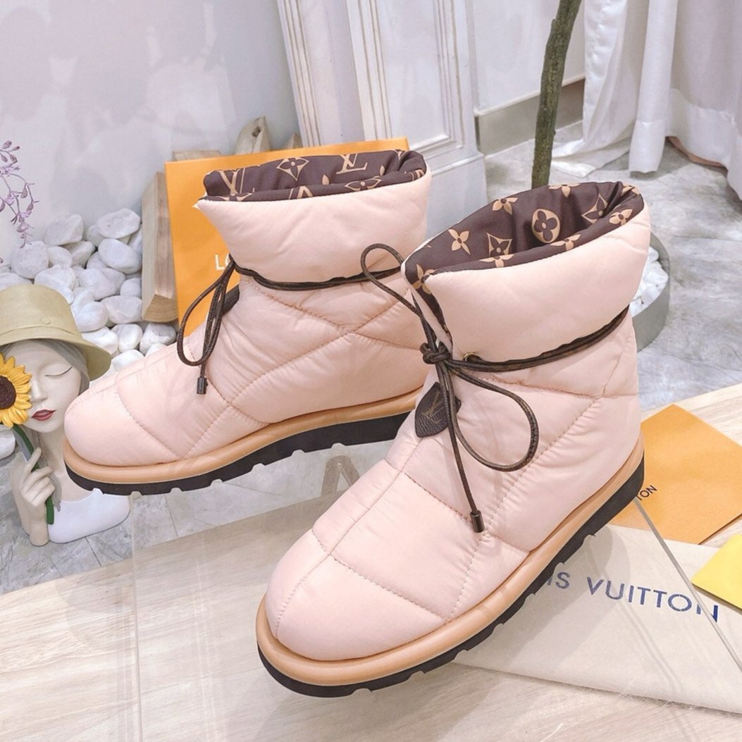 PILLOW COMFORT ANKLE BOOTS IN LIGHT PINK NYLON - 35