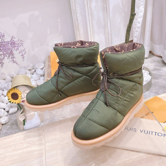 PILLOW COMFORT ANKLE BOOTS IN ARMY GREEN NYLON - 35