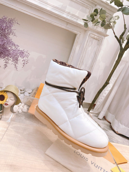 PILLOW COMFORT ANKLE BOOTS IN WHITE NYLON - 35