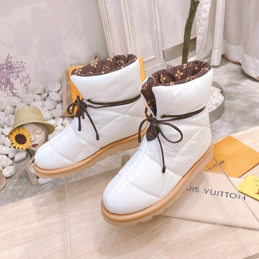 PILLOW COMFORT ANKLE BOOTS IN WHITE NYLON - 35