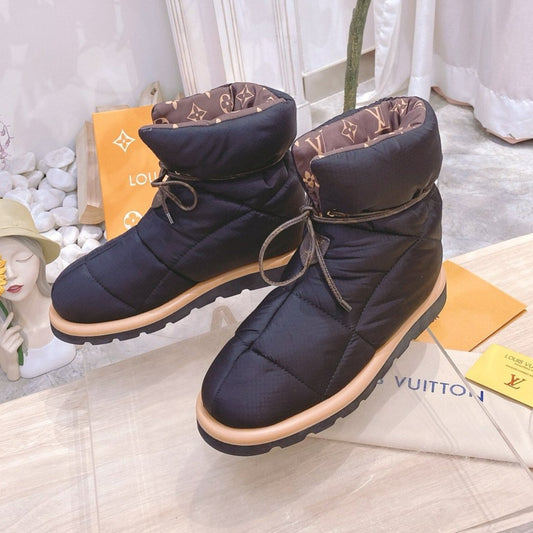 PILLOW COMFORT ANKLE BOOTS IN BLACK NYLON - 35