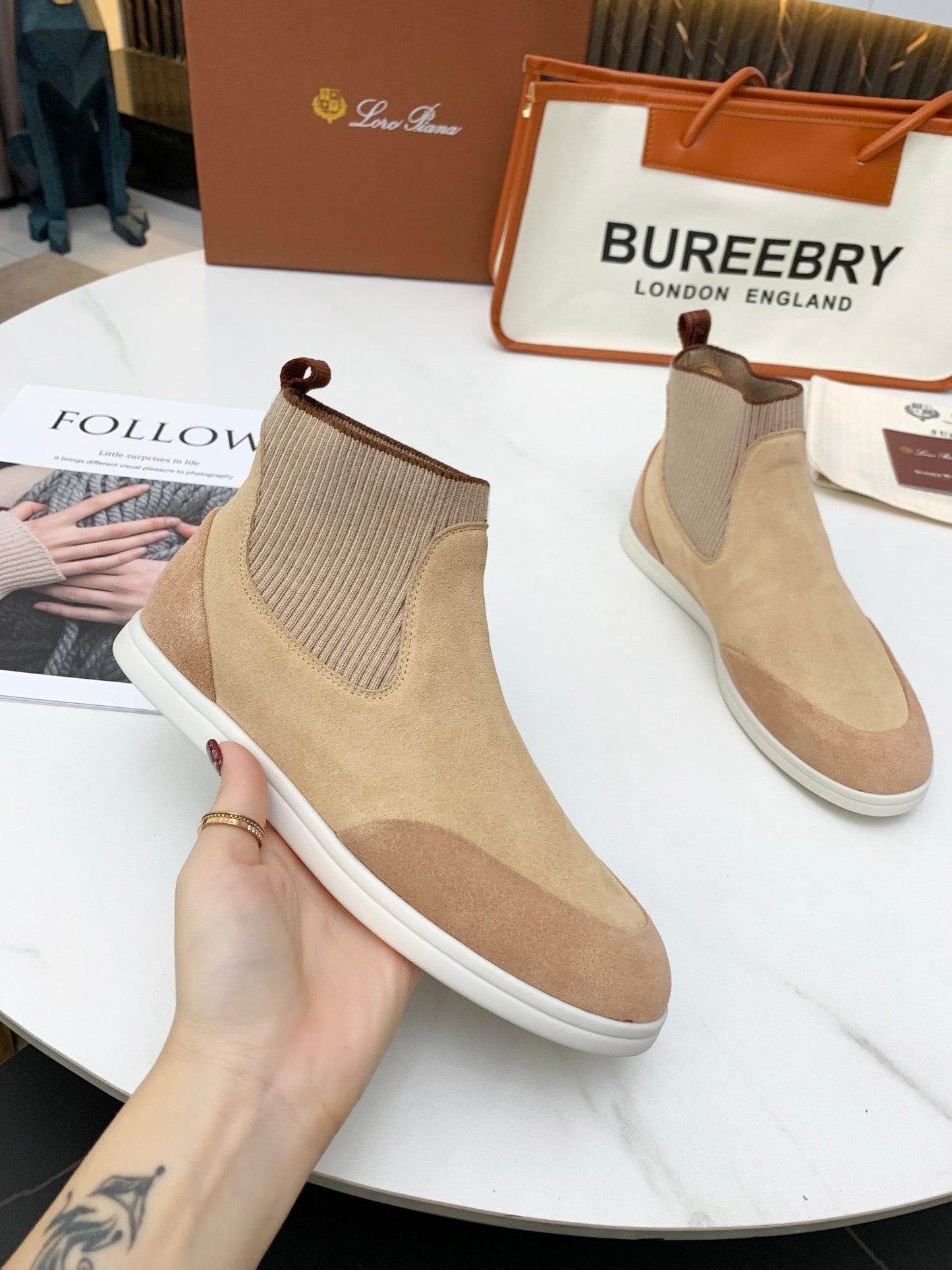 LP CHARMS ANKLE BOOTS BEIGE CASHMERE FABRIC - 35