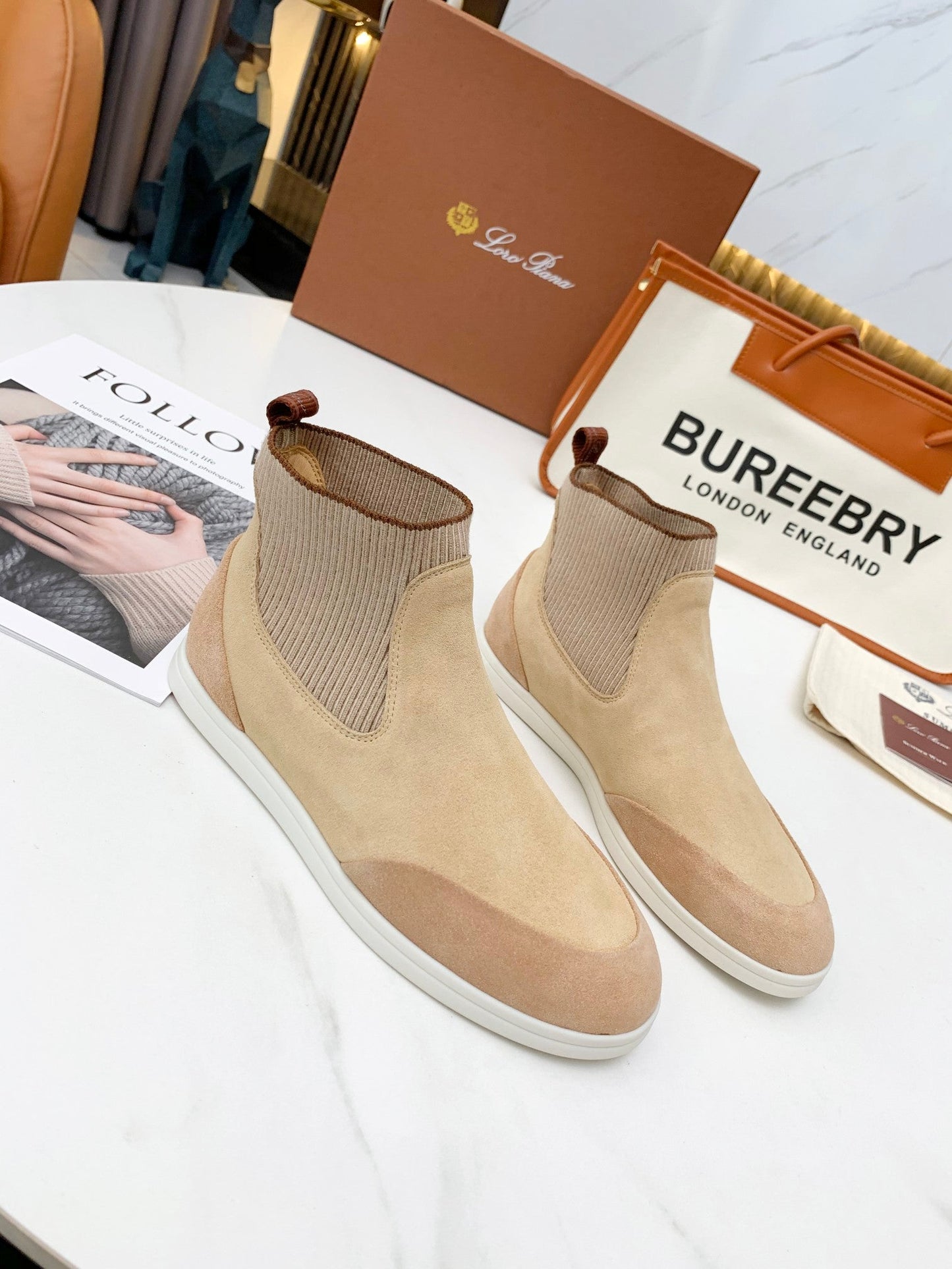 LP CHARMS ANKLE BOOTS BEIGE CASHMERE FABRIC - 35