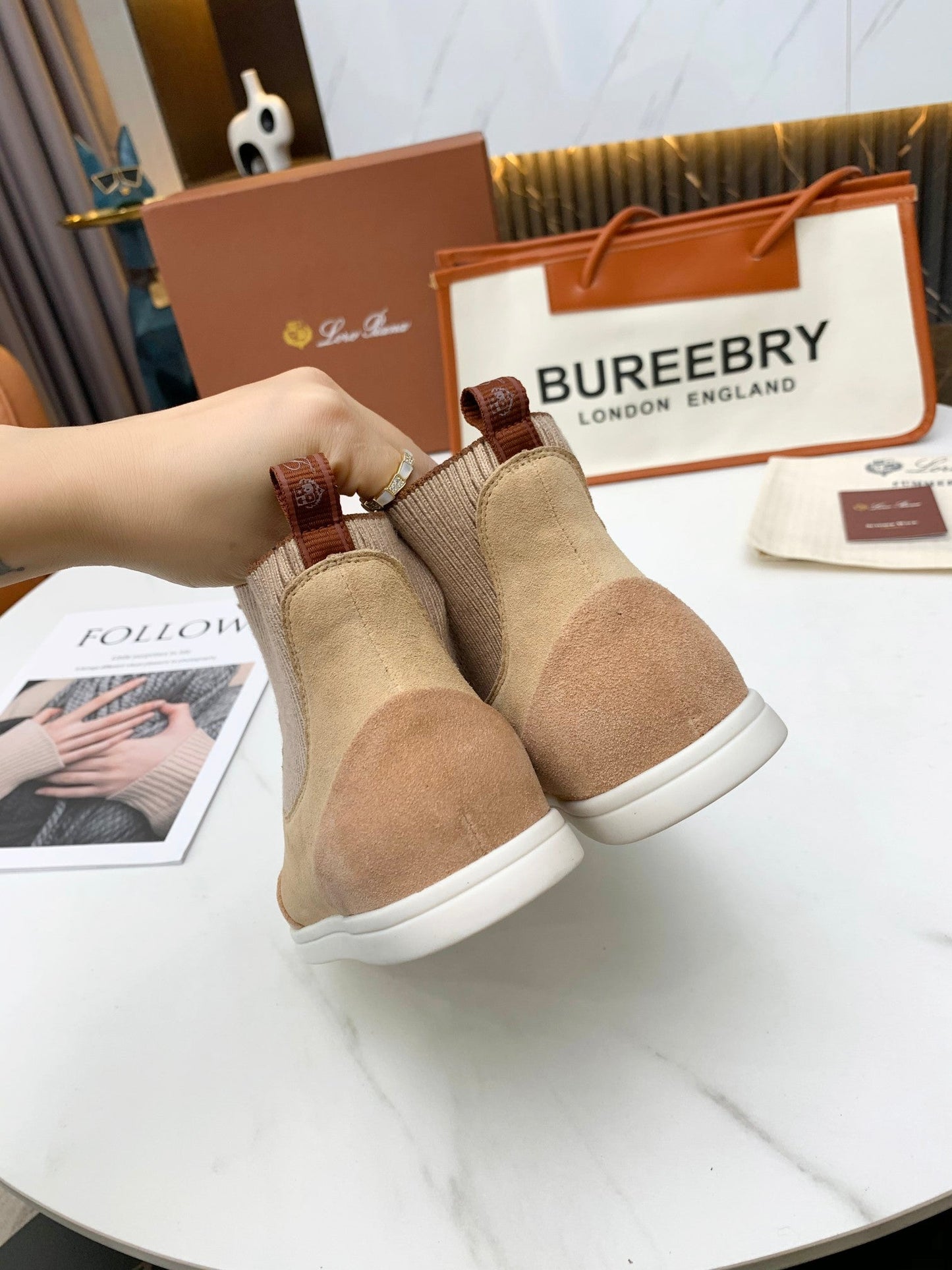 LP CHARMS ANKLE BOOTS BEIGE CASHMERE FABRIC - 35