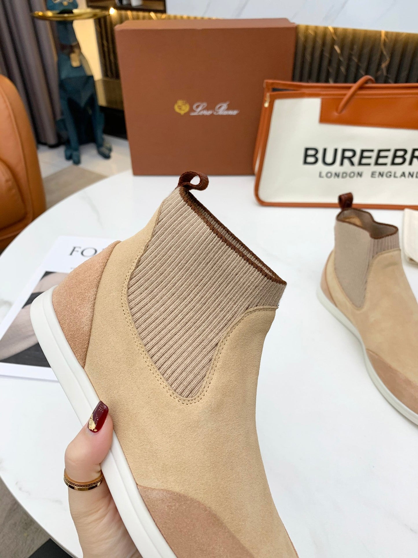LP CHARMS ANKLE BOOTS BEIGE CASHMERE FABRIC - 35