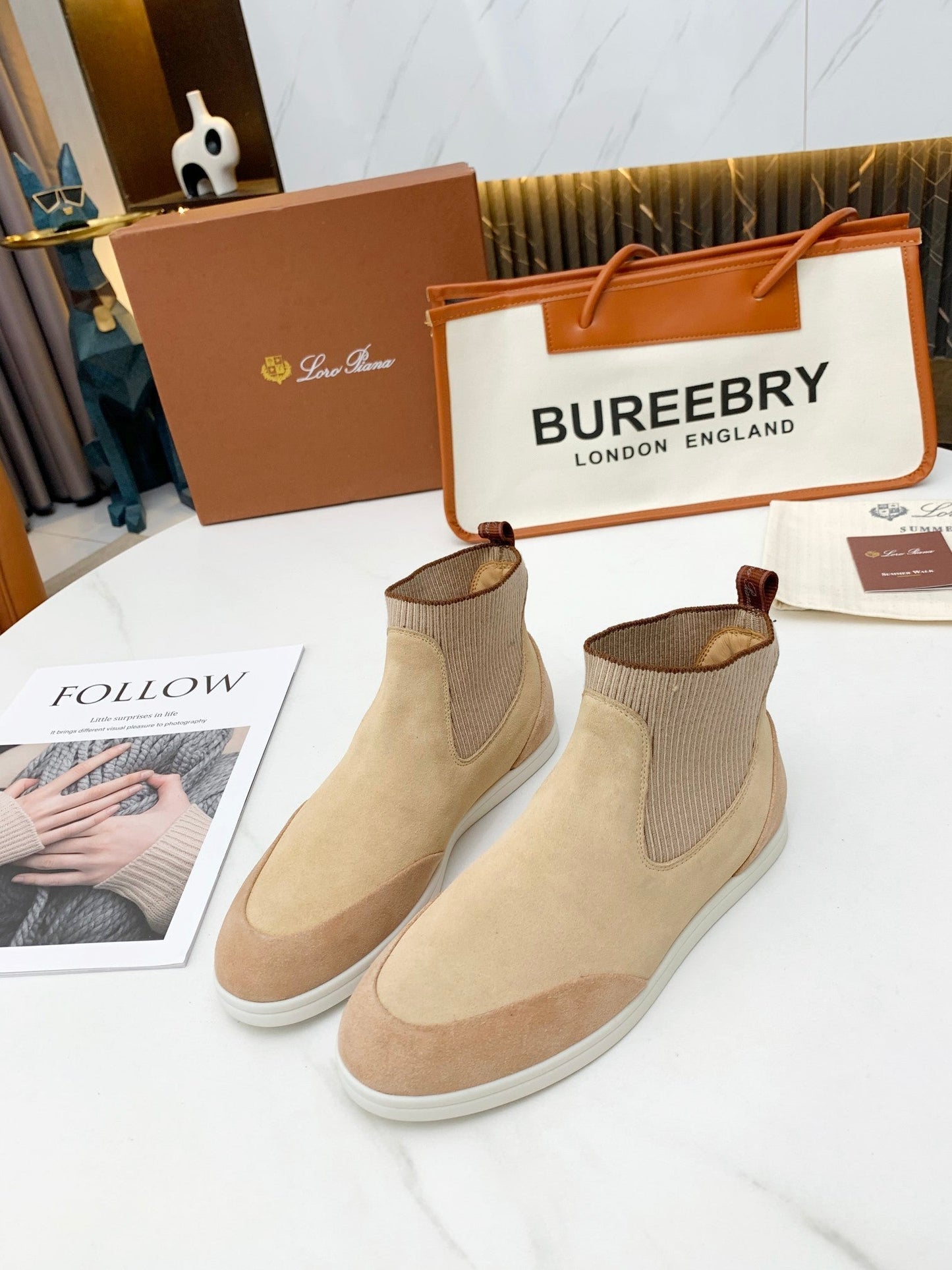 LP CHARMS ANKLE BOOTS BEIGE CASHMERE FABRIC - 35