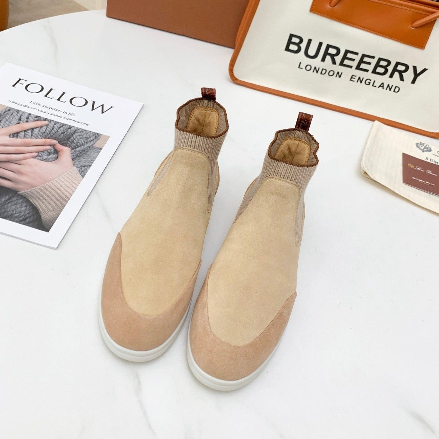 LP CHARMS ANKLE BOOTS BEIGE CASHMERE FABRIC - 35