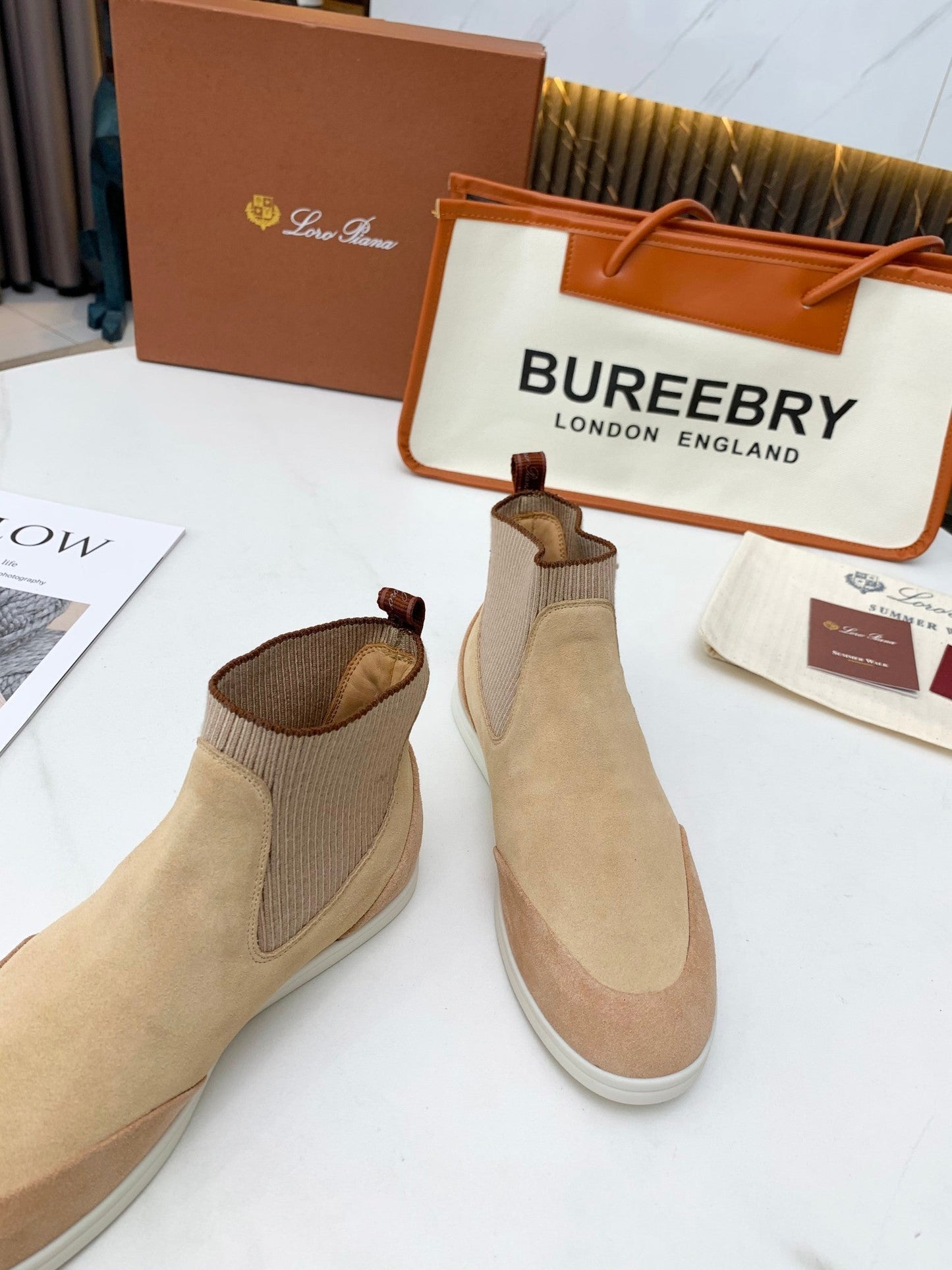 LP CHARMS ANKLE BOOTS BEIGE CASHMERE FABRIC - 35