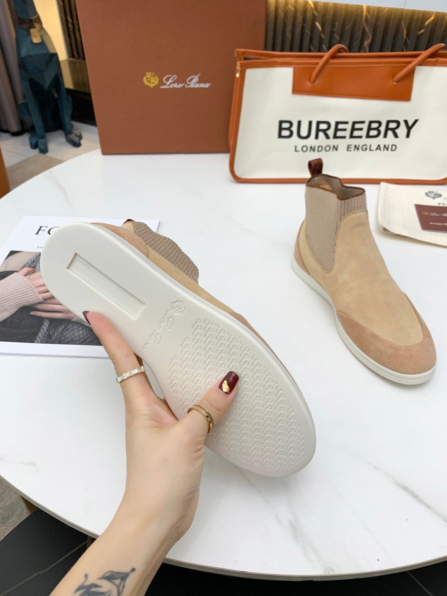 LP CHARMS ANKLE BOOTS BEIGE CASHMERE FABRIC - 35
