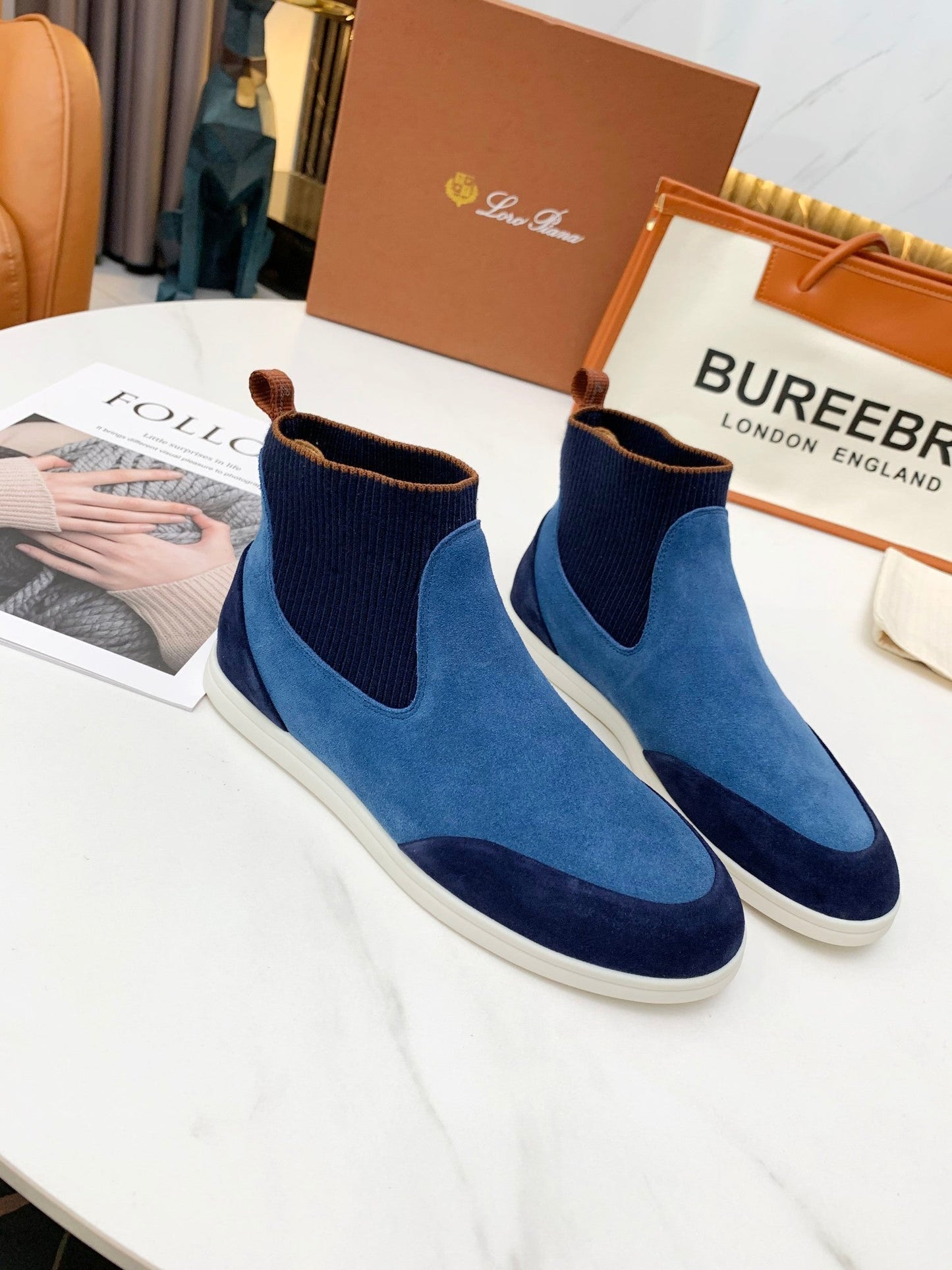 LP CHARMS ANKLE BOOTS LAPIS CASHMERE FABRIC - 35